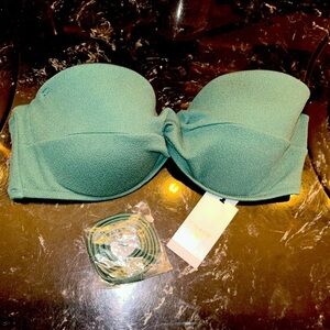 Shade & Shore green bandeau swim top w/ strap